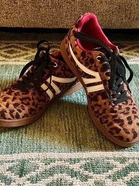 Steve Madden Leopard Print Sneakers with Black Laces and Red lining